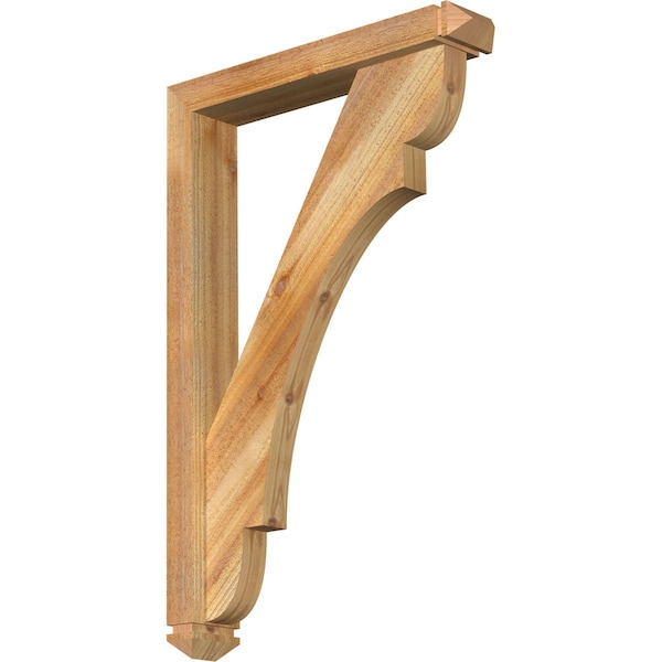 Ekena Millwork Olympic Arts and Crafts Rough Sawn Bracket w/ Offset Brace, Western Red Cedar, 4"W x 22"D x 34"H BKT0402X22X34OLY03RWR - main